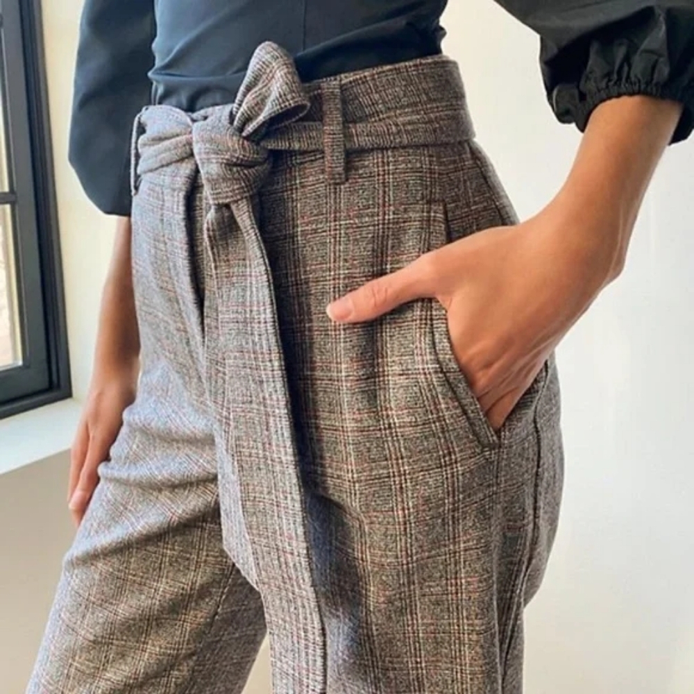 Wilfred Grey Tie Front Relaxed Fit High-Waisted Pant